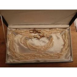 zoetwater parels, ketting met armband
