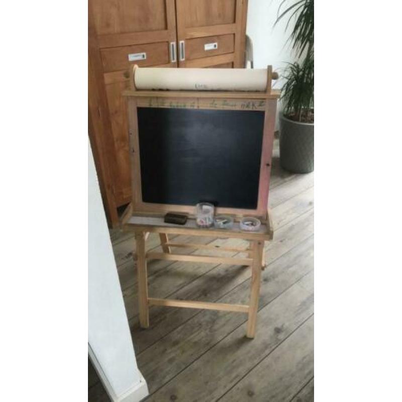 Kinder whiteboard en krijtbord hout met krijt/ magneetjes