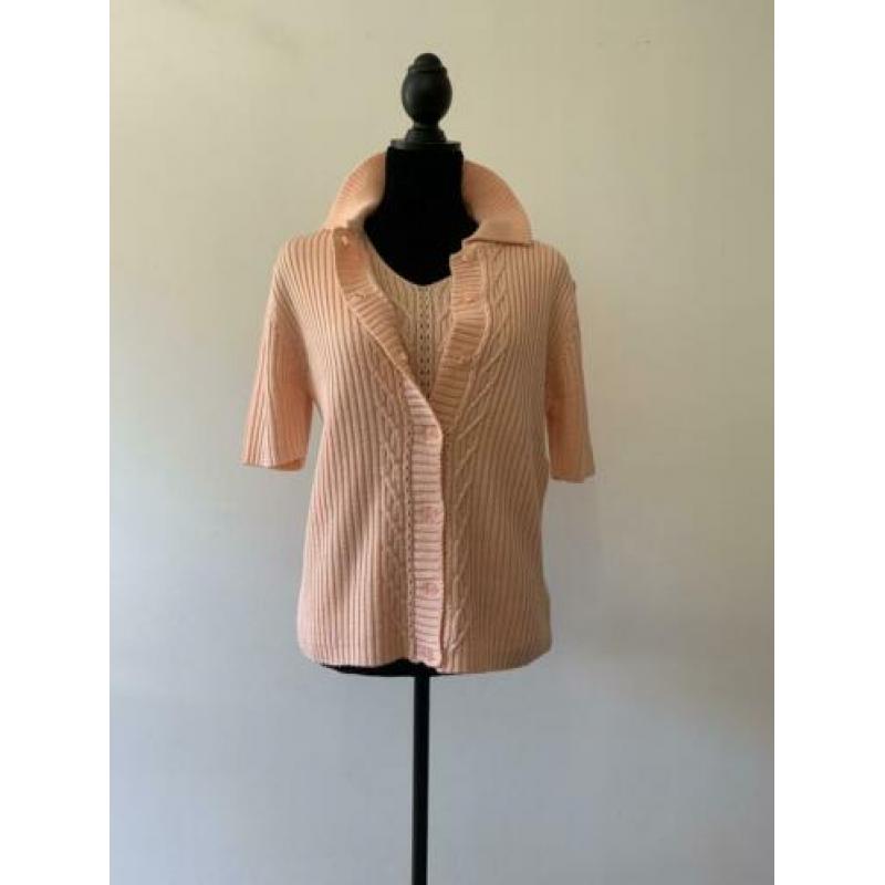 Roze vintage twinset met top en jasje