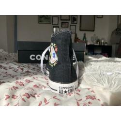 Converse all star zwart geborduurd