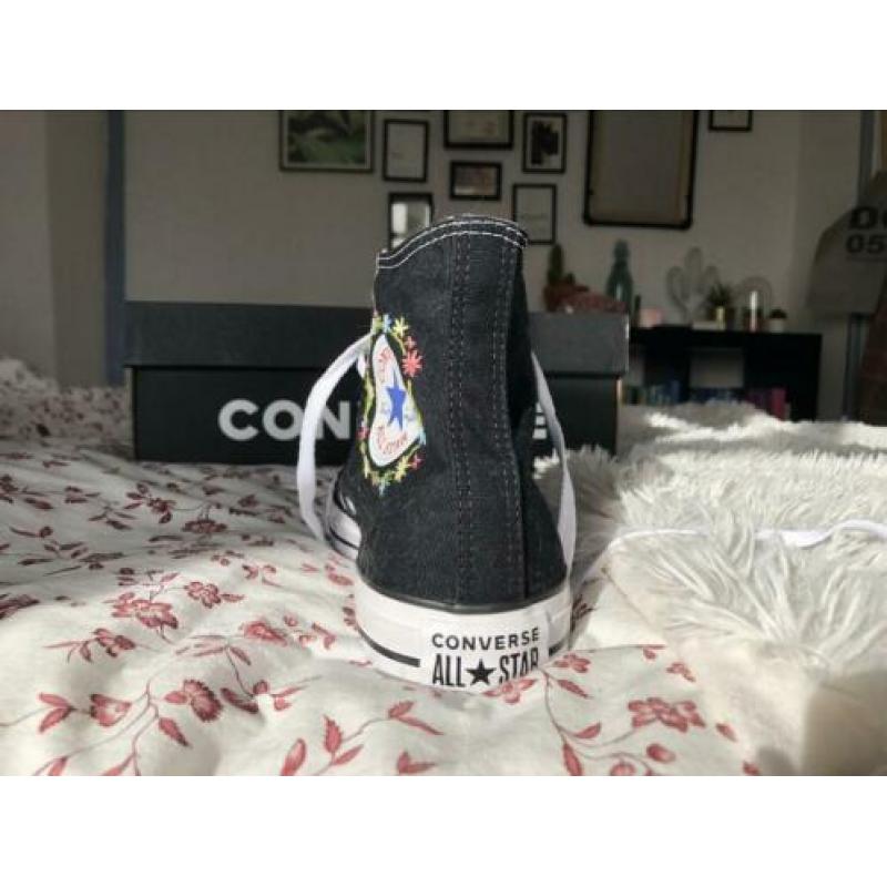 Converse all star zwart geborduurd