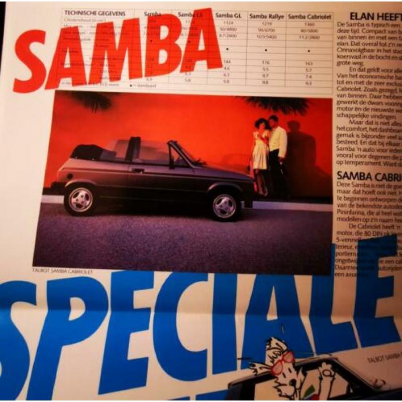 Uniek Historische Autofolder TALBOT Samba /Peugeot 1985