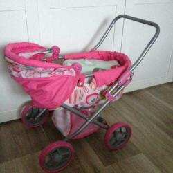 poppenwagen met reiswieg en boodschappenmandje 3-6 jaar