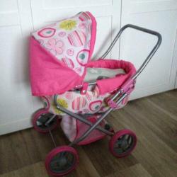 poppenwagen met reiswieg en boodschappenmandje 3-6 jaar
