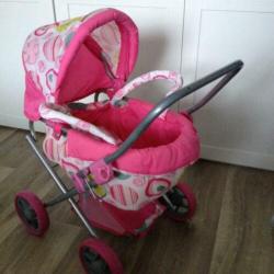 poppenwagen met reiswieg en boodschappenmandje 3-6 jaar