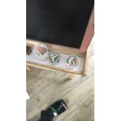 Kinder whiteboard en krijtbord hout met krijt/ magneetjes