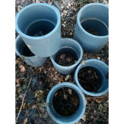PVC bochten, knieën en mancetten 25 cm en 31 cm doorsnee