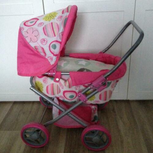 poppenwagen met reiswieg en boodschappenmandje 3-6 jaar