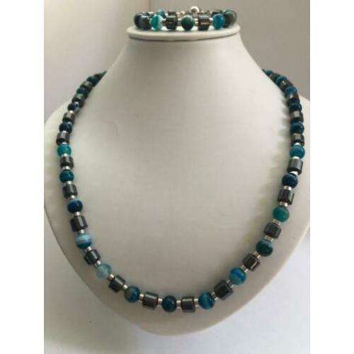 6502 Mooie ketting met armband van o.a. halfedelsteen Agaat