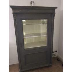 Vitrinekast servieskast grijs h 170-b 100- d 50