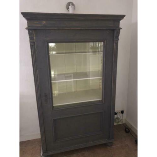 Vitrinekast servieskast grijs h 170-b 100- d 50