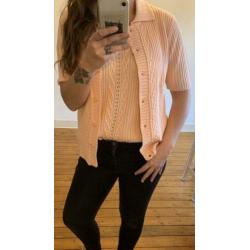 Roze vintage twinset met top en jasje