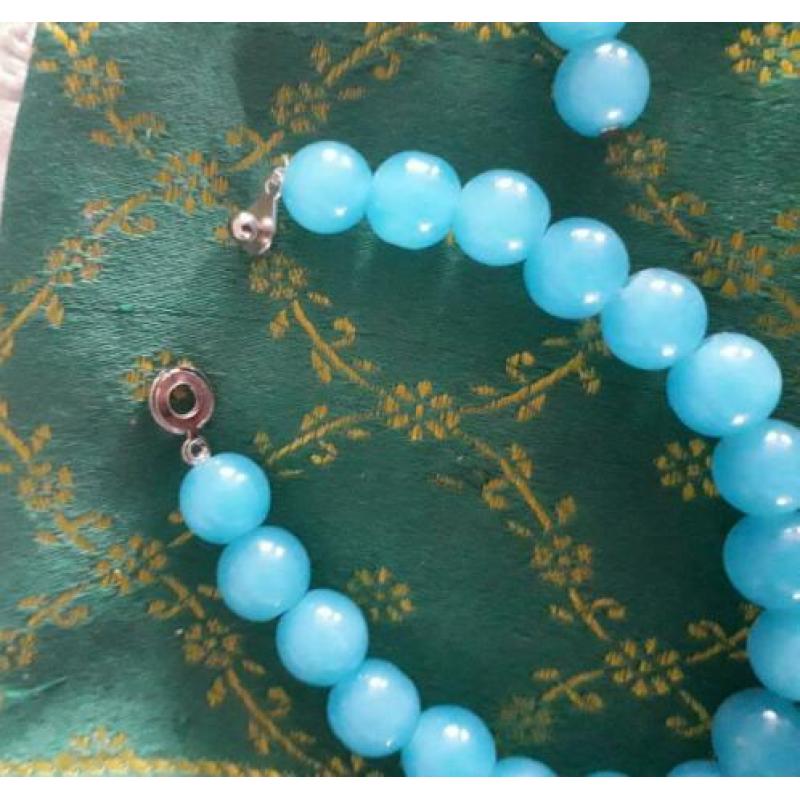 Nieuwe chalcedoon blauw armband en oorbellen