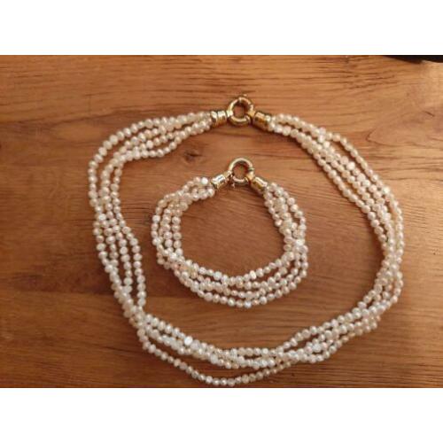 zoetwater parels, ketting met armband