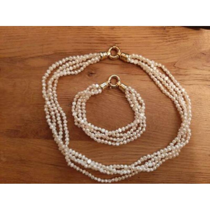 zoetwater parels, ketting met armband