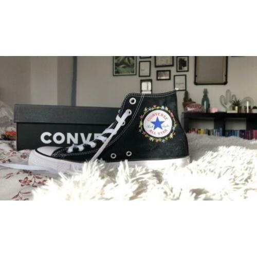 Converse all star zwart geborduurd
