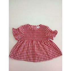 ZGAN Zara blouse tuniek schmock rood wit geruit maat 92