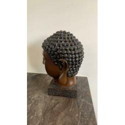 Boeddha beeld hoofd bruin 22 cm