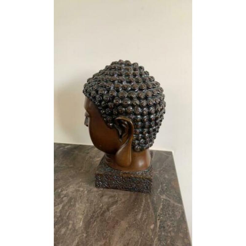 Boeddha beeld hoofd bruin 22 cm