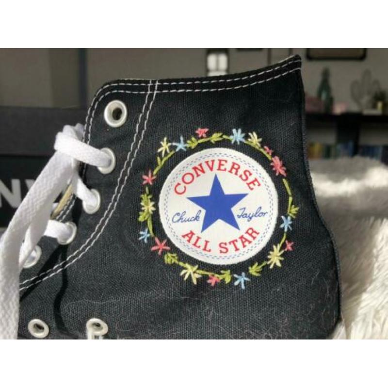 Converse all star zwart geborduurd