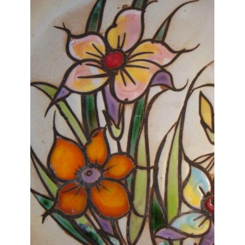 Vallauris Fait Main wandbord met decoratieve bloemen!