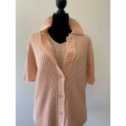 Roze vintage twinset met top en jasje