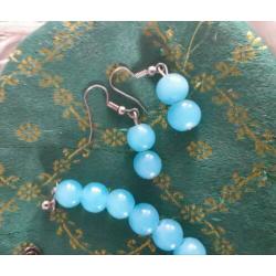 Nieuwe chalcedoon blauw armband en oorbellen