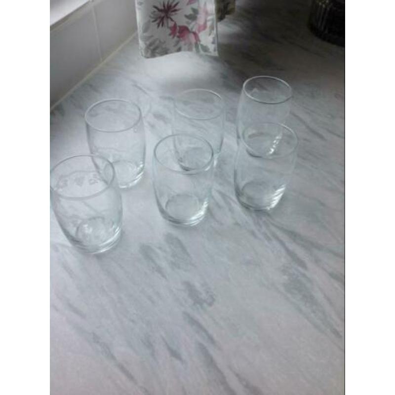 Zes nieuwe kleine wijnglaasjes