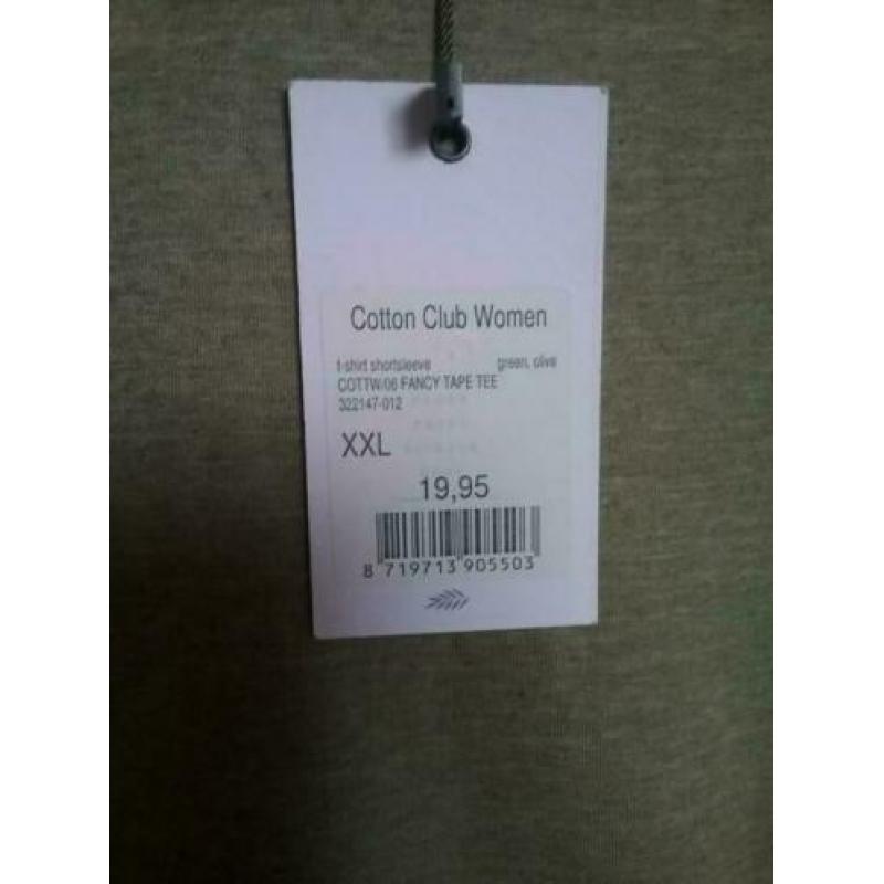 Cotton Club nieuwe top, zacht olijfgroen, maat L