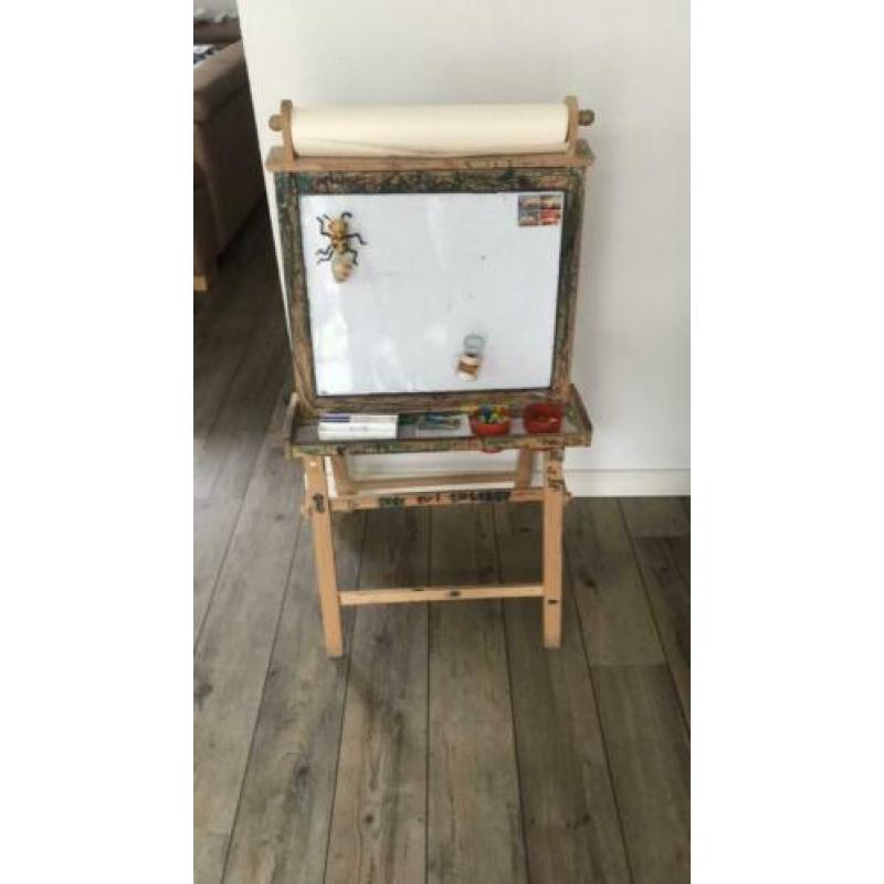 Kinder whiteboard en krijtbord hout met krijt/ magneetjes