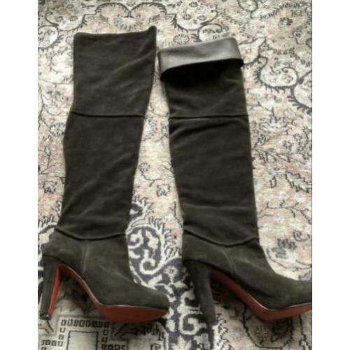 Over knee suede laarzen maat 41 Christian Louboutin bruin