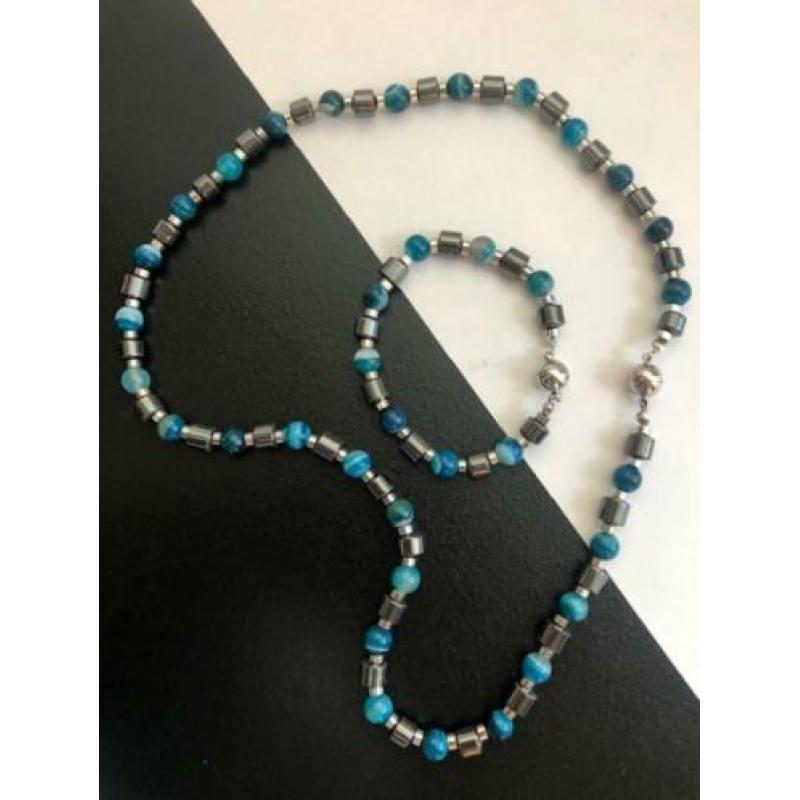 6502 Mooie ketting met armband van o.a. halfedelsteen Agaat