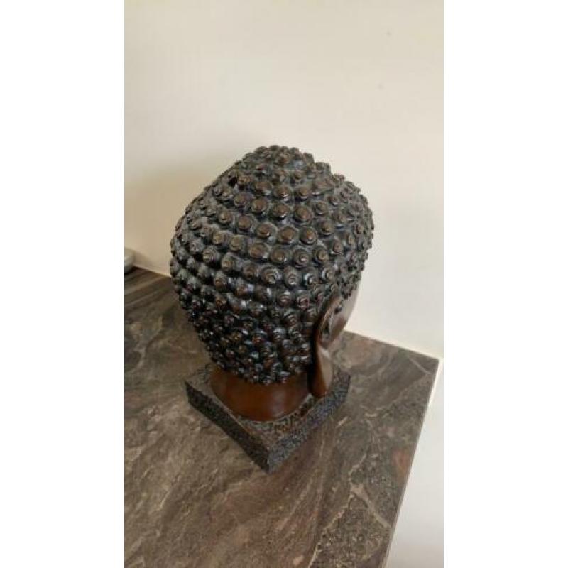 Boeddha beeld hoofd bruin 22 cm