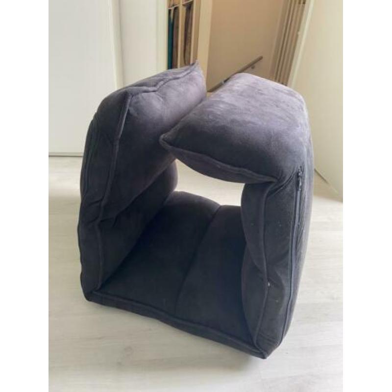 Vouwbare vloerbankje van zwart Coral Fleece, 163cmx53cmx18cm