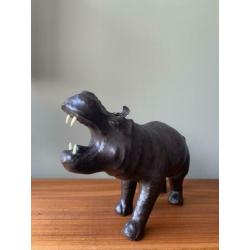 Vintage grote leren nijlpaard leer jaren 60