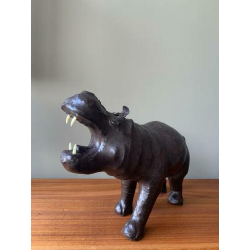 Vintage grote leren nijlpaard leer jaren 60