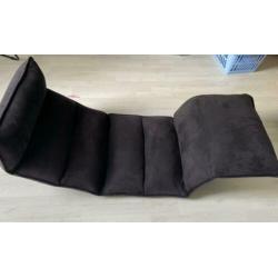 Vouwbare vloerbankje van zwart Coral Fleece, 163cmx53cmx18cm