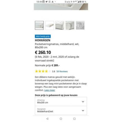 2x matras 80 x 200 als nieuw