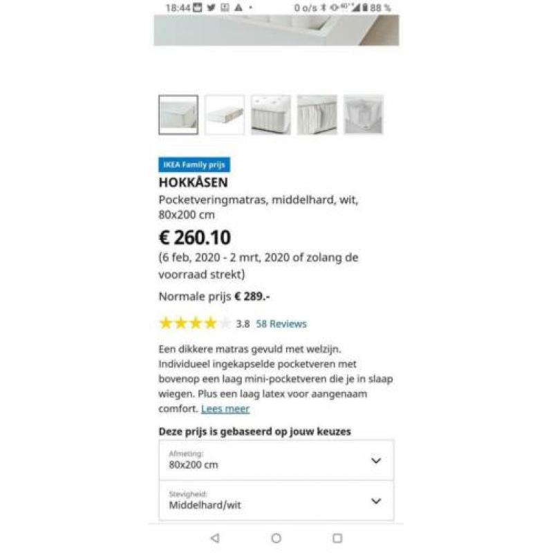 2x matras 80 x 200 als nieuw