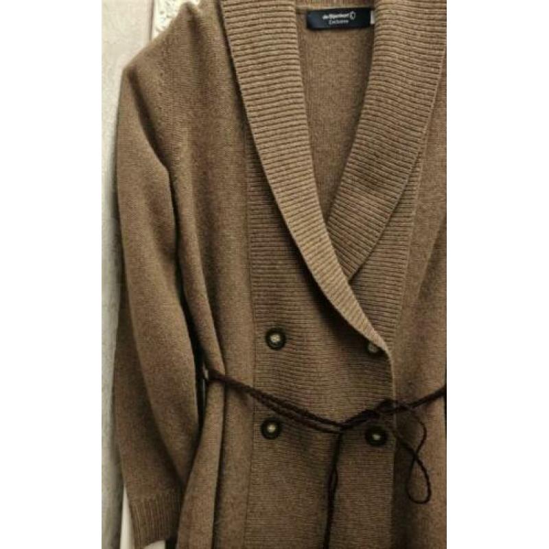 Bijenkorf - lang vest elegant en warm met riem Maat M