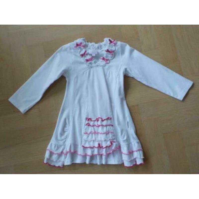 ZGAN Pom Pom wit tricot jurkje / tuniekje maat 104