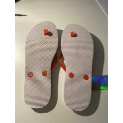 Teen slippers blauw wit zwart roze nieuw maat 38/39