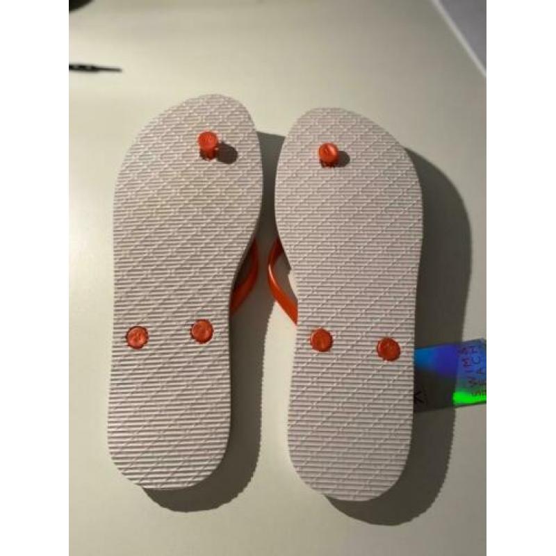 Teen slippers blauw wit zwart roze nieuw maat 38/39