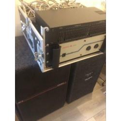 PA Stereo set versterker/eq/speakers/flightcase