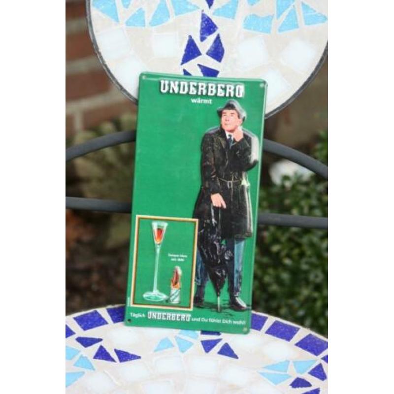 Mooi klein reclamebord Underberg wärmt likeur