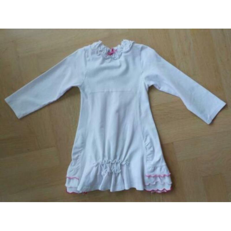 ZGAN Pom Pom wit tricot jurkje / tuniekje maat 104