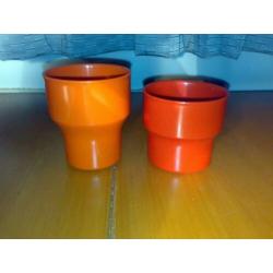Vintage Mepal Bekers Rood Oranje