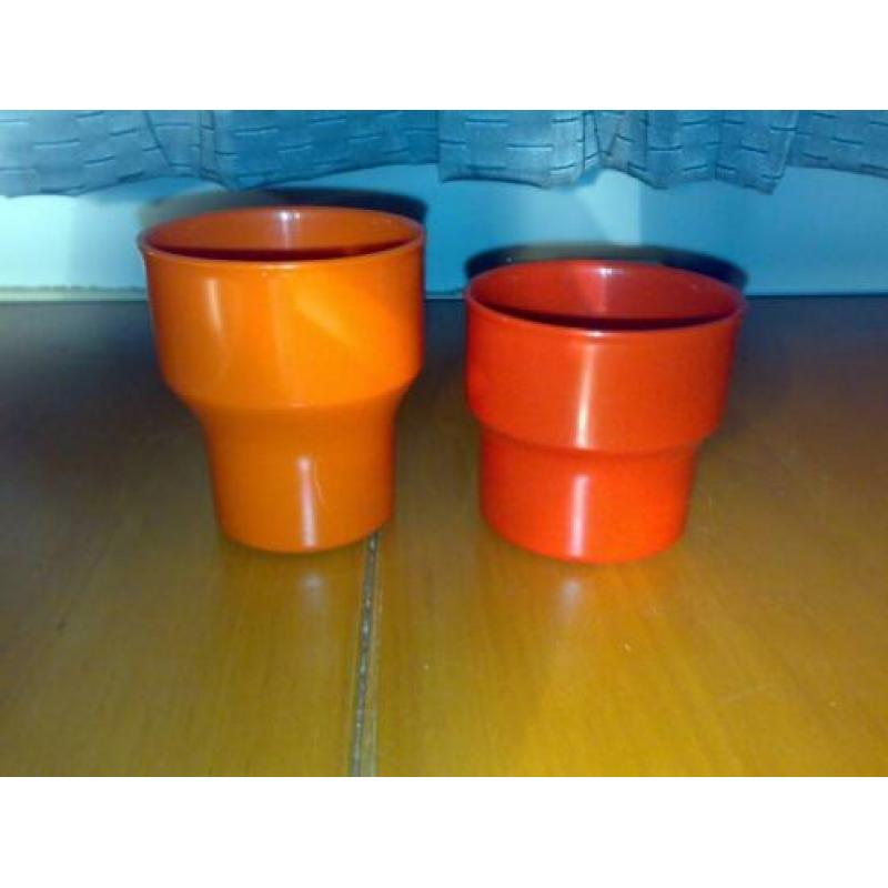 Vintage Mepal Bekers Rood Oranje