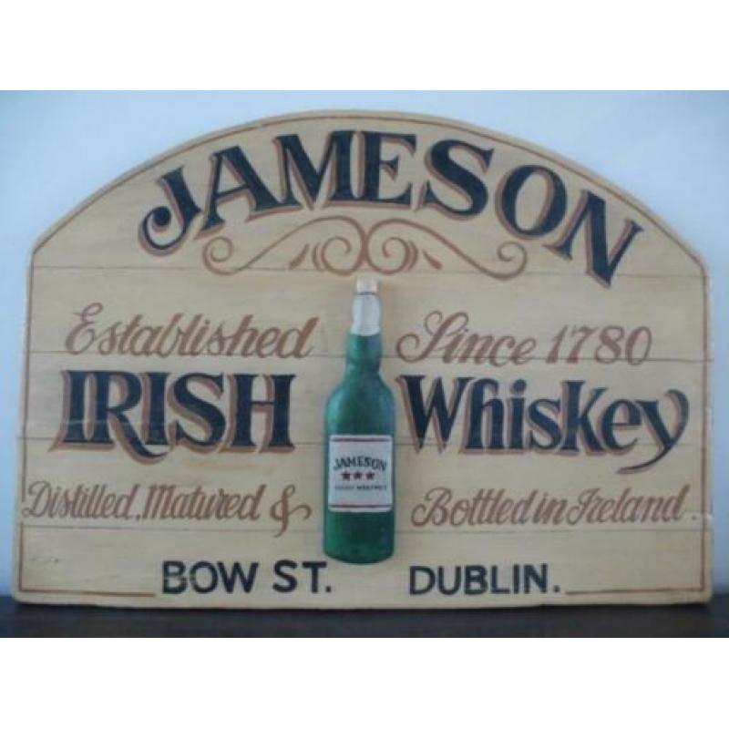 Uniek groot handgeschilderd Iers pubbord/Jameson whiskey