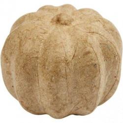 Handgemaakte pompoen van papier-mâché Ø 6 cm en hoog 4,5 cm